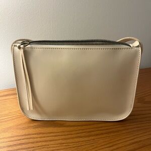 Madewell Cream Leather Zip Crossbody